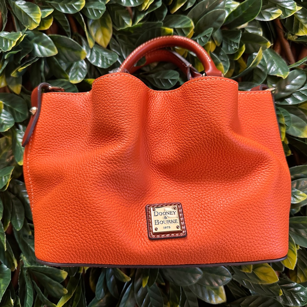 Dooney & Bourke Orange Leather Crunched Mini Tote-style Crossbody bag